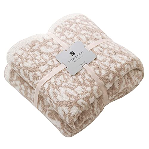 MH MYLUNE HOME Ultra Soft Leopard Throw Blanket (50x60 inches) Microfiber Blankets Plush Warm Reversible Cheetah Blanket Leopard Pattern Throw for Couch Bed Sofa - Khaki, 50"x60" - color: Leopard Khaki, size: 50"x60" - 550 GSM