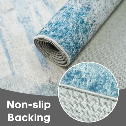 Rug Runners Abstract 2x6 - Washable Hallway Runner Rugs Non Slip Kitchen Carpet Low Pile Soft Indoor Floor Mat Front Door for Bedroom Entryway Laundry 2x6 Blue - color: Blue, size: 2' x 6' (Rectangular)