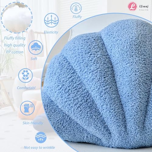 Lfsaaj Dusty Blue Seashell Throw Pillows, Shell Shaped Throw Pillows, 13 Inch Soft Home Decorative Pillow Plush Cushion for Bed Couch Living Sofa Room Decor Accent Throw Pillow - color: Dusty Blue, size: Small-13Inch