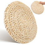 Holibanna Hand-Woven Round Straw Cushion Set of 3 Natural Floor Pillows for Yoga Meditation Tatami Window Seat Dining Room Guest Room Living