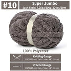 10 Pack Jumbo Chenille Yarn for Crocheting, #10 Super Bulky Baby Soft Yarn for Hand Knitting, 220 yds /70.5 oz Fluffy Chunky Knit Throw Blanket Yarn (Dark Grey) - color: Dark Grey