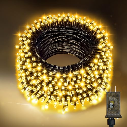 Nisocy 100FT LED String Lights Outdoor Waterproof – Warm White Fairy Lights with Plug, Connectable Christmas Tree Lights for Patio, Garden, Bedroom, Wedding, Party, Decor - style: 100FT, Warm White