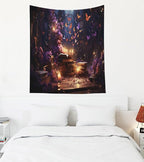 EMMTEEY Medieval Books Ceiling Tapestry 50X60 Inch - Mystical Butterflies Wall Decoration Fantasy Fairy Backdrop for Bedroom Dorm