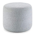 SIMPLIHOME Bayley Round Pouf - 20 inch Wide Handcrafted Braided Cotton Pouf in Blue and Natural, Boho Footstool or Extra Seating for Living Room or Bedroom with Polystyrene Filling, Assembled - color: Blue, Natural