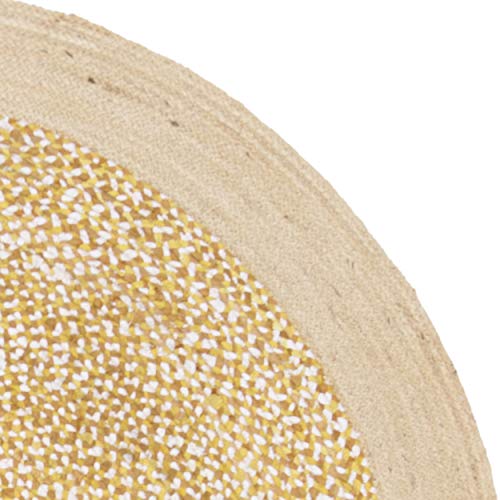 SAFAVIEH Cape Cod Collection Area Rug - 5' Round, Gold & Natural, Handmade Braided Jute & Cotton, Ideal for High Traffic Areas in Living Room, Bedroom (CAP210D) - color: Gold/Natural, size: 5' (Round)