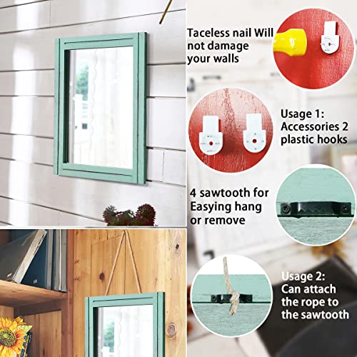 AAZZKANG Rectangle Wall Mirror with Wood Framed Modern Hanging Mirrors Decor for Bedroom Bathroom Living Room Entrance Green Large 20"x16" - color: Green, size: 20"L x 16"W