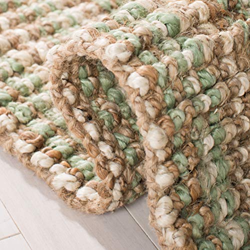 SAFAVIEH Area Rug 2x3 - Natural Fiber Collection - Sage & Natural Brown, Handmade Jute, Farmhouse Style, Chunky Textured Thick Pile (NF447S) - color: Sage/Natural, size: 2' x 3' (Rectangular)