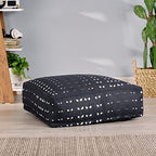 Foamma Pouf Ottoman Dark Blue, 25"x25"x8" - Square Ottoman Foot Rest for Living Room and Bedroom, Pouf Footstool, Foot Rest for Couch, Boho Furniture for Home - color: Dark Blue 2