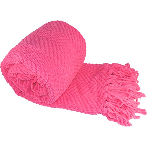 Home Soft Things Pink Throw Blanket Knitted Tweed Throw 50'' x 60'', Camellia Rose, Super Soft Cozy Warm Comfortable Breathable Throw for Living Room Chair Couch Bed Sofa Bedroom Home Décor - color: Camellia Rose, size: 50 in x 60 in