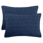 PHF 100% Cotton Waffle Pillow Shams Standard Size, 2 Pack 20" x 26" Soft Skin-Friendly Pillowcases, No Filling, Aesthetic Woven and Breathable Waffle Weave Pillow Case Covers for Bed, Blue Sapphire - color: Blue Sapphire, size: 26" x 20" (Pack of 2)