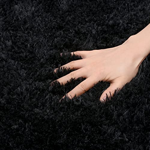 DETUM Black Bedroom Rug 2X6 Runners Fluffy Area Rugs for Hallyway Entryway Kitchen Bedside Soft Kids Room Rugs Furry and Washable Kids and Pets Friendly - color: Black, size: 2 x 6 feet