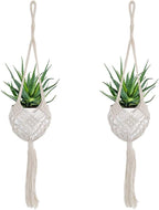 2 Pack 90CM (35inch) Extra Long Macrame Plant Hangers, up to 8 inch Pot Hanging Planter with Patterns, Premium Cotton Rope Crochet Boho Hanging Planter Basket for Indoor & Outdoor Plants(Off-white)