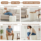 Tiita Floral Pouf Ottoman, Foot Stools Ottoman with Foam Chunk Filling, Puff Foot Rest for Couch, Living Room, Kids Room, Cream - color: Flower Beige