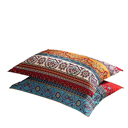 LELVA Boho Pillow Cases Set of 2 Piece Queen Standard Colorful Bohemian Striped Pillowshams 100% Cotton Brushed Pillow Covers Pillow Protectors 20" x 30" Pattern# 1 - color: Pattern# 1, size: 30" x 20" (Pack of 2)