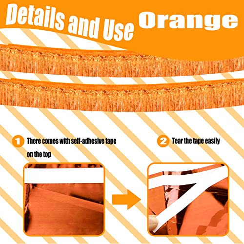 6 Pack 10 Feet Foil Fringe Garland Metallic Tinsel Streamers Banner Wall Hanging Curtain Backdrop Banner for Parade Floats, Valentine's Day, Wedding, Birthday, Mardi Gras Party Decorations(Orange) - color: 6 Pack Orange