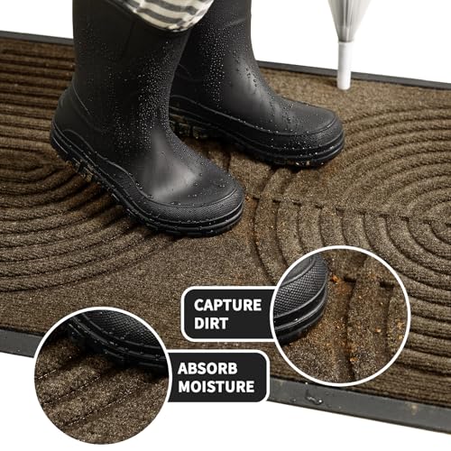 RORA Front Door Mat, Heavy Duty Door Rugs Outside Entrance,Non Slip Welcome Mats Indoor, Natural Rubber Doormat for Entryway, Patio, Garage, Porch, 29.5"x17", Brown - color: Brown, size: 29.5"×17"inch