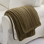 Longhui bedding Dark Brown Acrylic Cable Knit Sherpa Throw Blanket - Thick, Soft, Big, Cozy Dark Brown Knitted Fleece Blankets for Couch, Sofa, Bed - 50 x 63 Inches - color: Dark Brown, size: 50" x 63", Standard