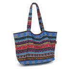 OPQRSTU Women Hippie Tote Hand Bag Large Capacity Bohemian Bag Portable Tourist Shoulder Bags - color: Rose Red
