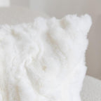 MOOX Rabbit Fur Throw Pillow Covers Decorative Fluffy Soft Fuzzy Plush Luxury Genuine Animal Skin Lumbar Pillow 12"x20" Cushion Cover, Sofa, White