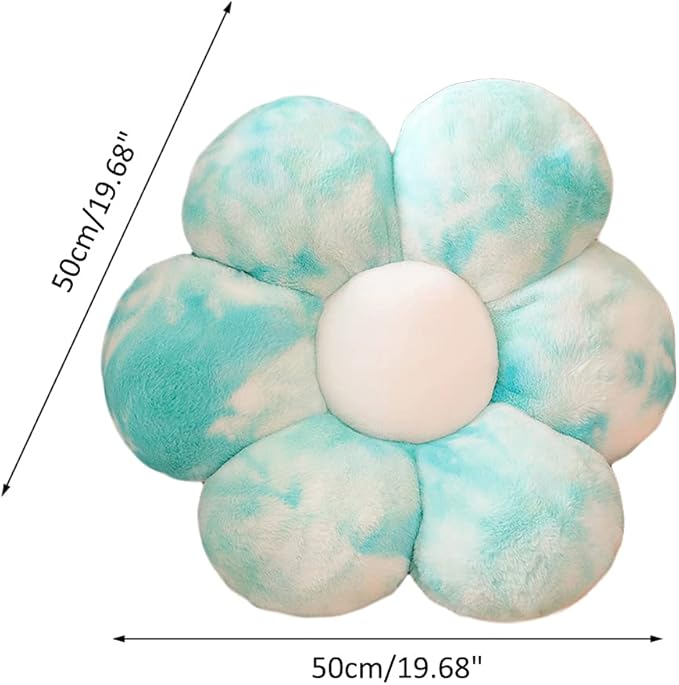 lannery Flower Plush Throw Pillows, Flower Floor Pillow Seating Cushion Toy for Reading, Room, Watching TV (19.7", Blue)