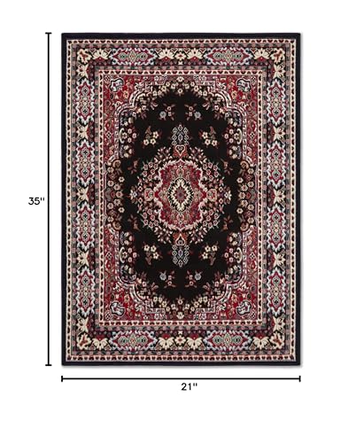Home Dynamix Premium Sakarya Traditional Medallion Border Area Rug, Black, 21"x35" Rectangle - color: Red / Black, size: 1'9" x 2'11" (Rectangular)
