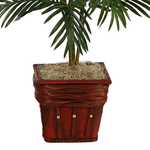 Nearly Natural Areca Palm with Wicker Basket Silk Plant