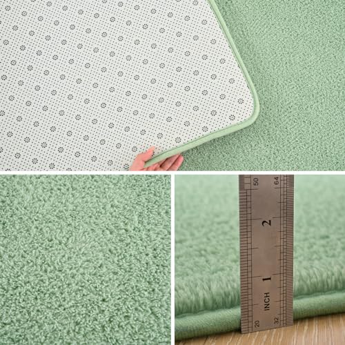 Pettop 4x6 ft Light Green Area Rugs for Bedroom Living Room, Washable Memory Foam Indoor Carpet, Modern Aesthetic Minimalist Non Slip Soft Comfy Carpet for Boys Girls Dorm Home Decor - color: Light Green, size: 4' X 6' (Rectangular)