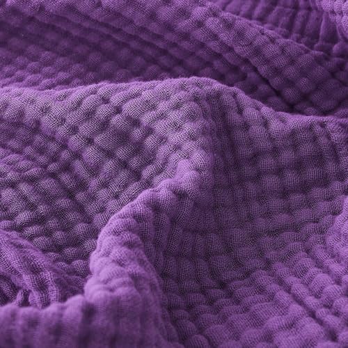 EMME Cotton Muslin Throw Blanket Couch Breathable Gauze Blanket Soft Lightweight Blankets Adults (Purple, 50"x60") - color: 13 - Purple, size: Throw (50" x 60")