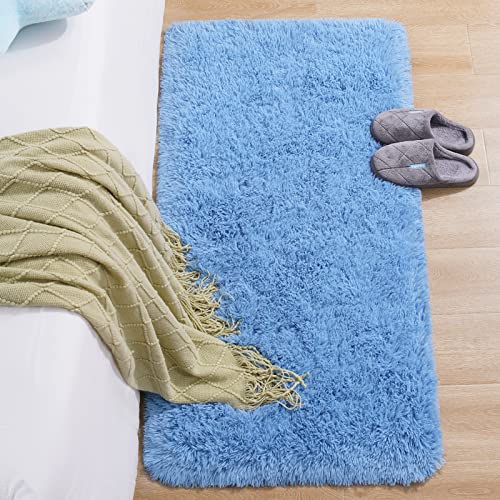 Chicrug Soft Runner Rug for Bedroom Living Room Plush Fluffy Rug 2x4 Feet, Shag Furry Runner Rug Carpet Non Shedding for Nursery Children Kids Girls Room Home Decorative, Cobalt Blue - color: Cobalt Blue, size: 2' x 4' (Runner)