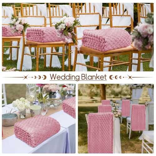 6 Pcs Flannel Throw Blanket Bulk 50 x 60 Inch - 240 GSM Velvet Jacquard Decorative Blankets Soft Lightweight Bed Throw for Sofa Pet Bed Party Outdoor Wedding Donation Homeless Gifts (Rosepink) - color: Rosepink