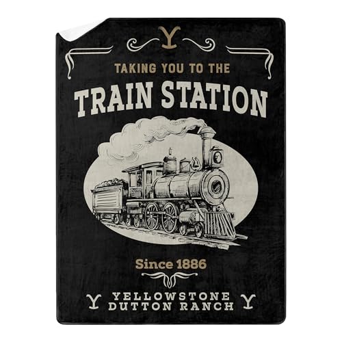 Northwest Yellowstone Silk Touch Sherpa Throw Blanket, 60" x 80", Train Station - color: Train Station, size: 60" x 80"