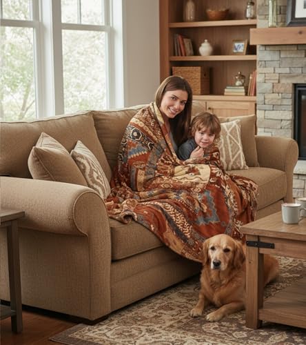 Aipon Boho Aztec Throw Blanket 40"x 50", Western Indian Native American Blanket Southwestern Decor, Brown Soft Cozy Lightweight Throws Blankets Gifts for Women Men Couch Bed Sofa Chair - color: Dark Brown, size: 40.00'' × 50.00''