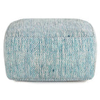 SIMPLIHOME Nate Square Pouf - 20 inch Wide Upholstered Handwoven Cotton Ottoman in Patterned Teal Melange, Boho Footstool or Extra Seating for Living Room with Artisanal Texture, Assembled - color: Patterned Teal Melange, style: Cotton Pouf