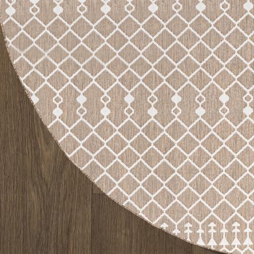 Nourison Home Positano Beige 8' x Round Area Rug - Easy Clean, Non Shedding, Bed Room, Living Room, Dining Room, Kitchen (8' x Round) - color: Beige, size: 8' (Round)