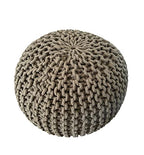 NOORI Rug Home - 100% Handmade & Handcrafted Premium Cotton Round Knitted Cable Style Pouf Foot Stool Ottoman Bean Bag Chair - Small Furniture - Sage, 17x17x14 (S119) - color: Sage