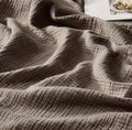 WDCOZY 100% Cotton Muslin Blanket Oversized King 4-Layer for Bed Breathable Lightweight Soft Large Boho Farmhouse Linen Tassels Ruffle Gauze Blankets 102x120 Inches Brown Mocha Chocolate Coffee Taupe - color: Mocha, size: Oversized King (102"x120")