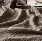 WDCOZY 100% Cotton Muslin Blanket Oversized King 4-Layer for Bed Breathable Lightweight Soft Large Boho Farmhouse Linen Tassels Ruffle Gauze Blankets 102x120 Inches Brown Mocha Chocolate Coffee Taupe - color: Mocha, size: Oversized King (102"x120")