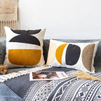 Boho Lumbar Decorative Pillow Cover, Abstract Geo Throw Pillowcase for Retro Mid Century Accent Decor, Modern Rectangle Textured Home Bed Couch Sofa Cushion Sham 12x20, 1PCS(Black Mustard) - size: 20" x 12" (Pack of 1)
