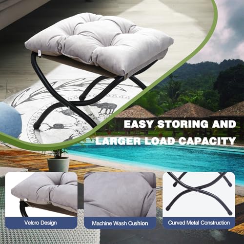 Foldable Upholstered Footstool, Space-Saving Washable Cushion, 18.5"x14.8"x15", 150lb, Indoor/Outdoor - Living Room/Bedroom/Patio Light Grey - color: Light Grey