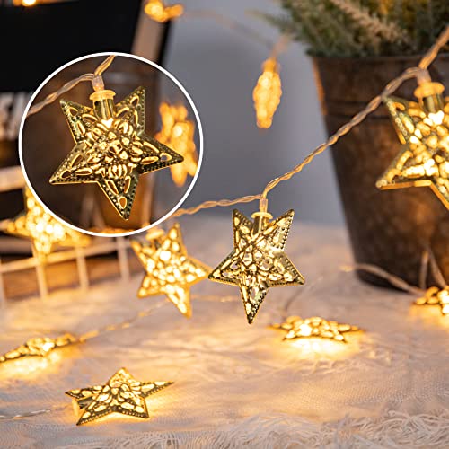 Vigdur 10Ft Star String Lights - 20 LEDs Star Fairy Lights Battery Operated with Timer, Ramadan Decoration Light for Home Bedroom Party Holiday Eid Mubark Decoration - color: Star Lights