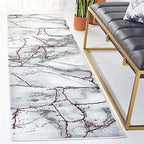 SAFAVIEH Craft Collection Runner Rug - 2'3" x 8', Grey & Wine, Modern Abstract Design, Non-Shedding & Easy Care, Ideal for High Traffic Areas in Living Room, Bedroom (CFT877S) - color: Grey/Wine, size: 2'3" x 8' (Runner)