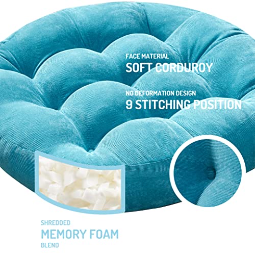 Meditation Floor Pillow Set of 2, Round Large Pillows Seating for Adults, Tufted Corduroy Thick Cushion for Living Room Tatami, Turquoise, 22 Inch'2 Count (Pack of 1) - color: Round | Turquiose | 2 Pack, size: 2 Pack