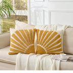Zealax Yellow Decorative Throw Pillow Cover 18x18 Inch Modern Abstract Sun Tufted Pillow Case Square Soft Cushion Covers for Couch Bed Living Room Bohemian Home Decor(No Pillow Insert, 1Pc)