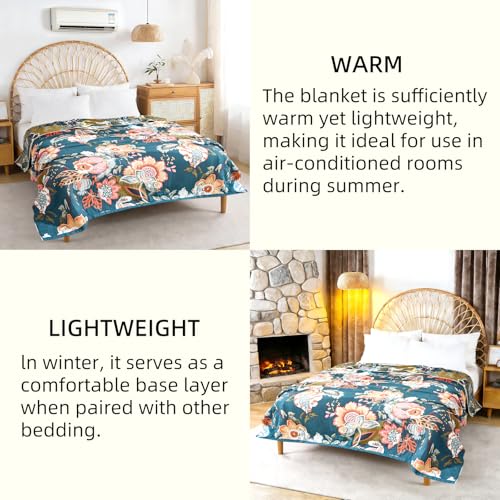Boho Throw Blanket for Couch Bed, 100% Cotton Soft Rustic Quilt 80''x 90'', Super Soft Bohemian Decor Reversible Sofa Bed Chair Blanket Cover for All Seasons(Floral) - color: Floral 6, size: 80*90 inch