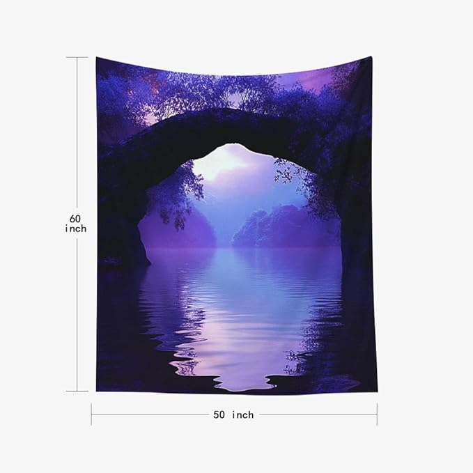 EMMTEEY Landscape Tapestry Romantic Purple Lake 50X60 Inch Vertical Tapestry Wall Art Hanging Tapetries for Bedroom Living Room Dorm Décor