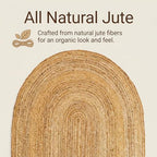 Super Area Rugs Boho Oval Jute Rug - All Natural Soft Jute Braided Hand-Woven Rug Natural Beige 3' X 5' - color: Natural, size: 3' x 5' (Oval)