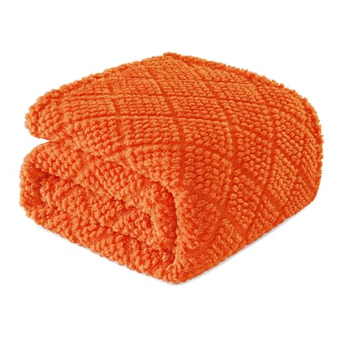 Whale Flotilla Fuzzy Fleece Throw Blanket for Couch, Bed, Soft Fluffy Jacquard Waffle Blankets for All Season, Lightweight and Cozy, 50x60 Inch, Burnt Orange - color: Burnt Orange, size: Throw(50x60 Inch)