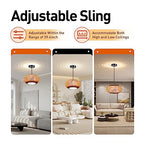 16" Bamboo Wicker Lampshade Rattan Pendant Light, Drum Shape Pendant Light Hanging Fixture Light, Hanging Light Chandelier for Farmhouse Hallway Entryway Porch