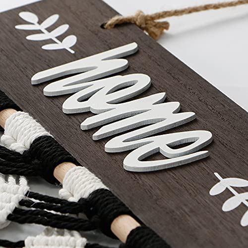 LOMOHOO Welcome Sign Macrame Wall Hanging Woven Tapestry Home Sign Front Porch Door Decor Rustic Yard Sign Art Home Decoration Housewarming Gift (Brown) - color: Brown
