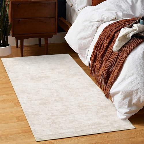 RUGSREAL Small Area Rug 2x3 Entryway Mat with Rubber Backing Stain Resistant Throw Carpet Modern Solid Color Bath Mat Contempowary Washable Rug for Living Room Bedroom Dining Room Kitchen, Beige 2x3 - color: Beige, size: 2' x 3' (Rectangular)